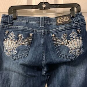 CELLO JEANS BLING JEWELED POCKETS (COT-SPX) SZ 11 JR. DARK BLUE WHISKERED